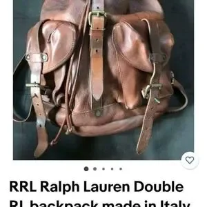 Vintage brown leather Italian Ralph Lauren RRL Riley rucksack messenger  backpack